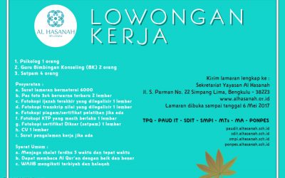 Info Lowongan Kerja Al Hasanah 2017